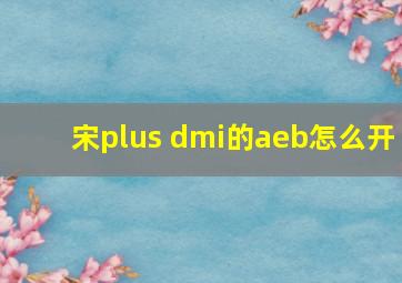 宋plus dmi的aeb怎么开